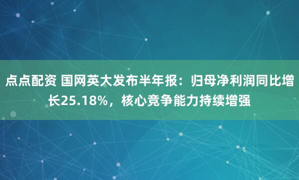 点点配资 国网英大发布半年报：归母净利润同比增长25.18%，核心竞争能力持续增强